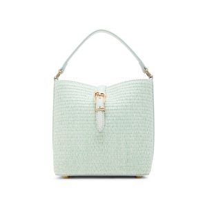 Small Straw Bucket With Detachable Strap, Spring Jade :>